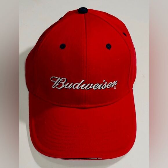 Budweiser Beer- NEW Red, Strapback Hat Cap -100% Cotton , by the Game - Picture 1 of 4